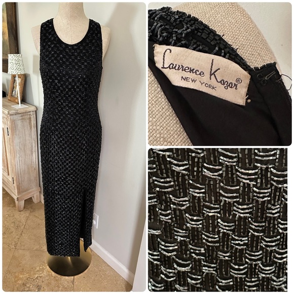 Laurence Kazar Dresses & Skirts - VTG Laurence Kazar Black Beaded Evening Silk Gown
